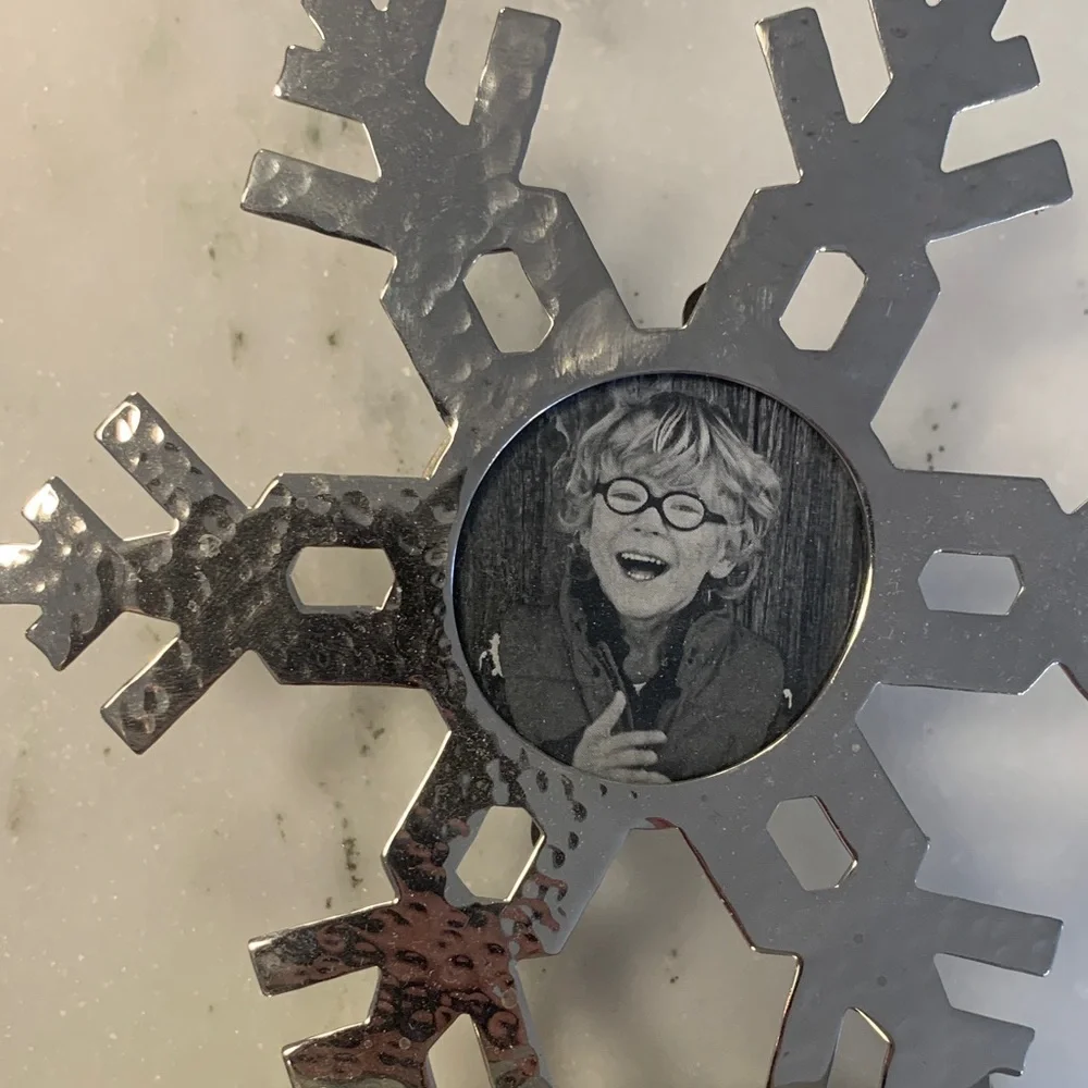 Silver Snowflake Photo Stocking Holder